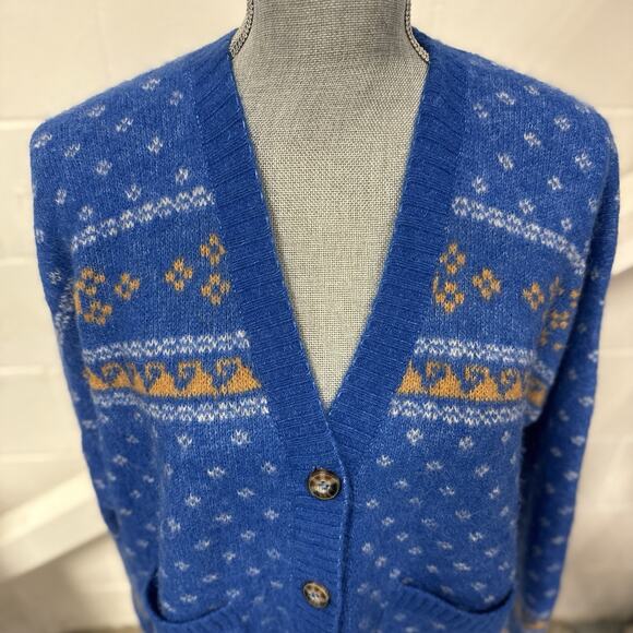 Toad & Co Nordic Cardigan Sweater Womens Medium Toddy Nautical Fair Isle Wool M - Picture 3 of 10